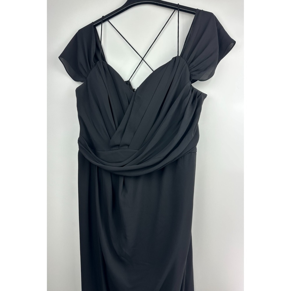 City Chic Entwine Ruched Cold Shoulder Tulip Midi Dress Black Plus Size L 20 - Picture 5 of 14